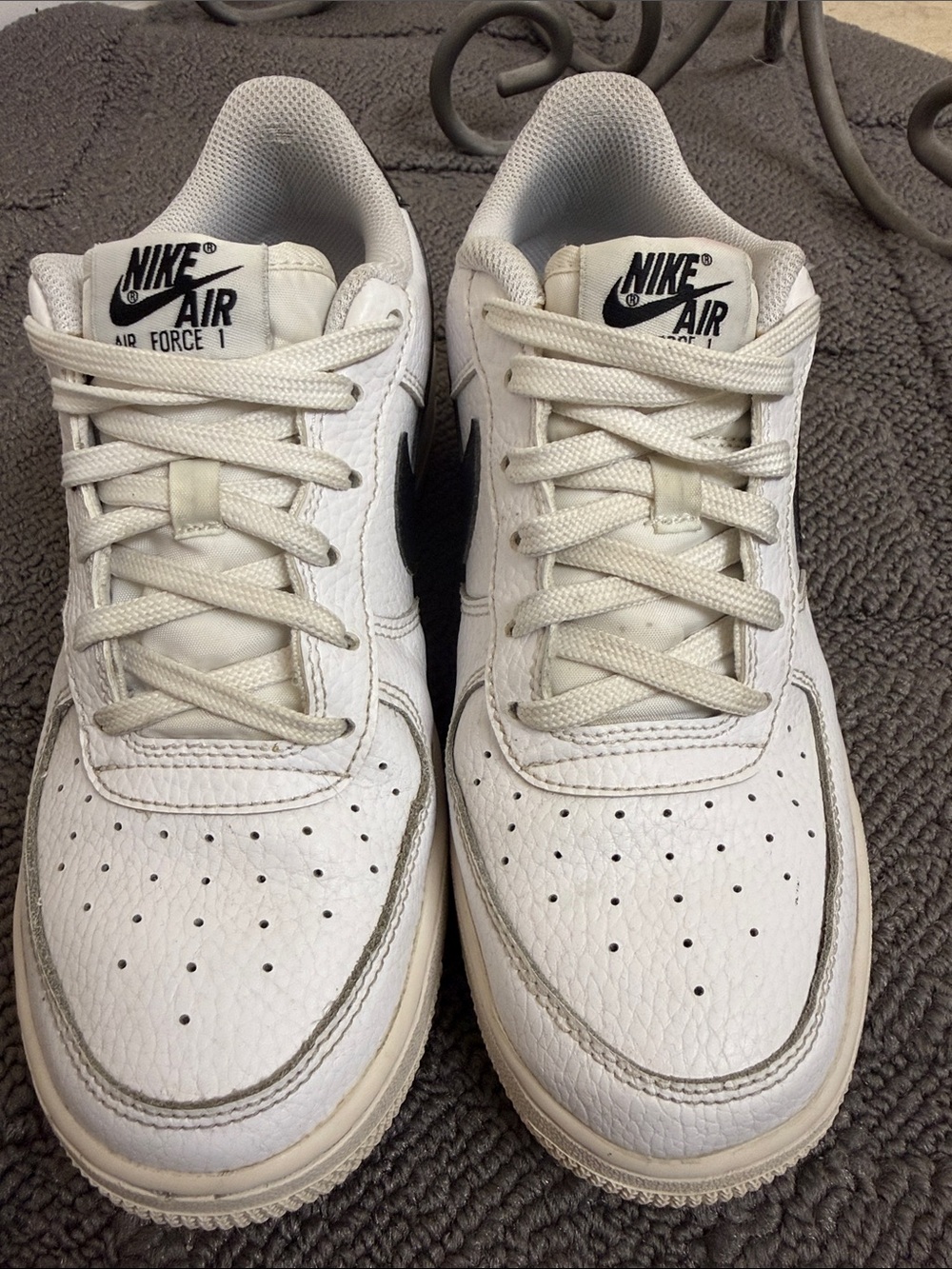 Nike White and Black Air Force 1 Low Sneakers